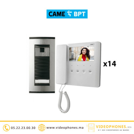 KIT vidéophone BPT Targha + 14 moniteurs AGT blanc Casablanca Maroc