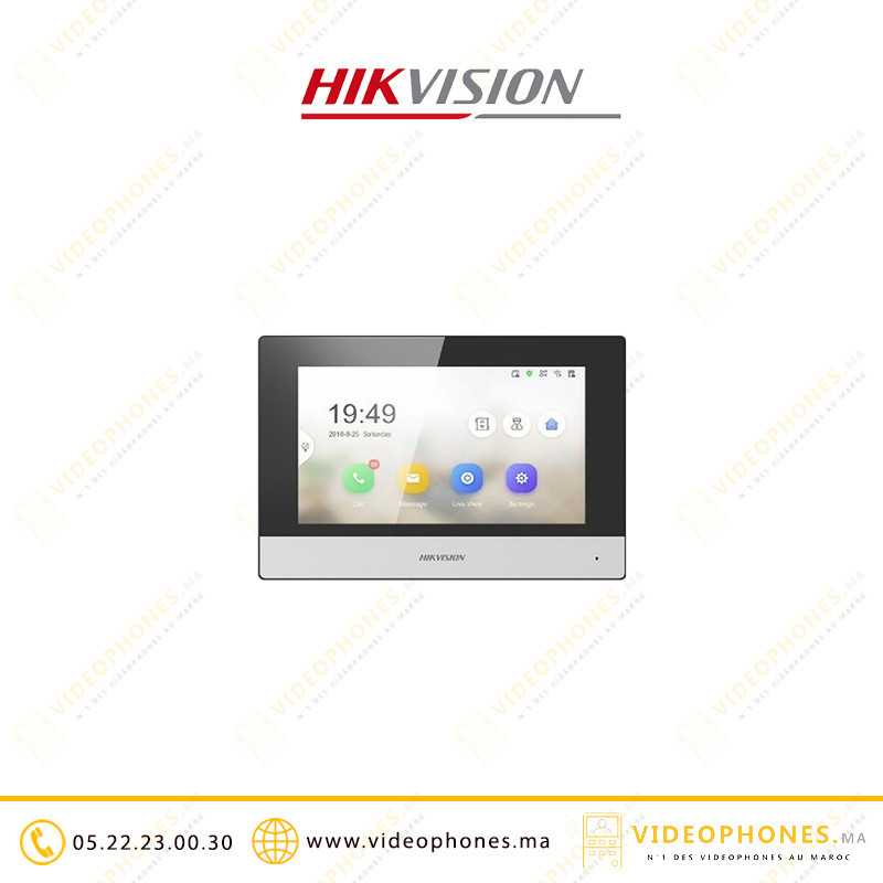 Moniteur vidéophone Hikvision écran TFT 7" DS-KH6320-WTE1 Casablanca Maroc